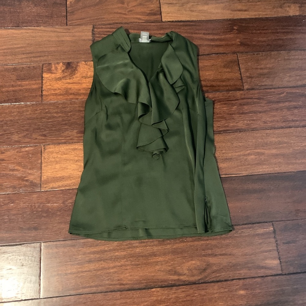 Ann Taylor Green Ruffle Tank